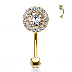 Piercing arcade cercle rose strass transparents (126)