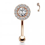 Piercing arcade rose cercle strass transparents (126)