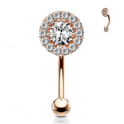 Piercing arcade rose cercle strass transparents (126)