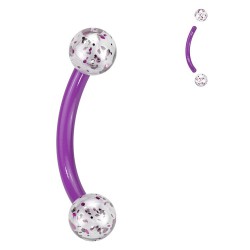 Piercing pour arcade bioflex acrylique paillettes lilas (81)