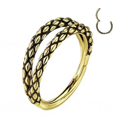 Piercing micro bcr jaune double anneau peau de lézard (216)