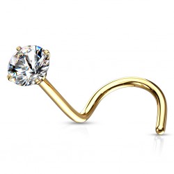 Piercing nez courbé 0.8 ou 1mm boule avec strass en titane (94)