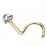 Piercing nez courbé 0.8mm gold-ip jaune cristal coeur transparent (95)