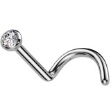 Piercing nez courbé 0.8 ou 1mm en titane cristal transparent (99)