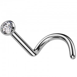 Piercing nez courbé 0.8 ou 1mm en titane cristal transparent (99)