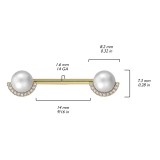 Piercing téton barbell gold-ip jaune perle blanche (106)
