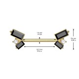 Piercing téton barbell gold-ip jaune rectangles noirs (108)