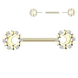 Piercing téton barbell gold-ip jaune lune et étoiles (109)