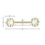 Piercing téton barbell gold-ip jaune lune et étoiles (109)