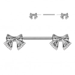 Piercing téton barbell gris nœuds papillons (112)