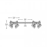 Piercing téton barbell gris nœuds papillons (112)