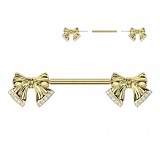 Piercing téton barbell gold-ip jaune nœuds papillons (112)