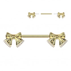 Piercing téton barbell gold-ip jaune nœuds papillons (112)