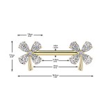 Piercing téton barbell gold-ip jaune trèfle à quatre feuilles (114)