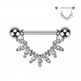 Piercing téton gris pendentif avec liane de marquises transparentes (120)