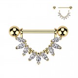 Piercing téton jaune pendentif avec liane de marquises transparentes (120)