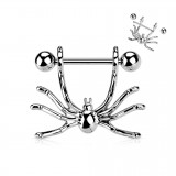 Piercing téton gris pendentif avec grande araignée (122)