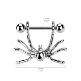 Piercing téton gris pendentif avec grande araignée (122)