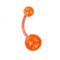 Piercing nombril UV boule orange paillettes (25)