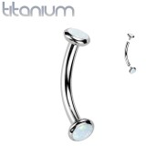 Piercing arcade gris en titane embouts opale synthétique aurora (129)