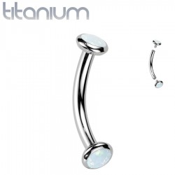 Piercing arcade gris en titane embouts opale synthétique aurora (129)