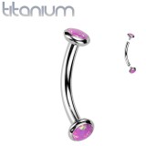 Piercing arcade gris en titane embouts opale synthétique lilas (129)
