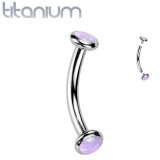 Piercing arcade gris en titane embouts opale synthétique rose (129)