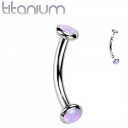 Piercing arcade gris en titane embouts opale synthétique rose (129)