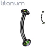 Piercing arcade noir en titane embouts opale synthétique aurora (130)