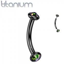 Piercing arcade noir en titane embouts opale synthétique aurora (130)