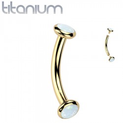 Piercing arcade jaune en titane embouts opale synthétique aurora (130)
