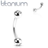 Piercing arcade en titane gris double strass transparents (133)