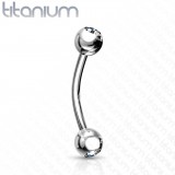 Piercing arcade en titane gris double strass transparents (133)