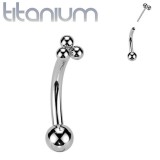 Piercing arcade en titane gris trois petites billes (133)