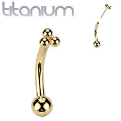 Piercing arcade en titane jaune trois petites billes (133)