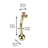 Piercing arcade en titane jaune trois petites billes (133)