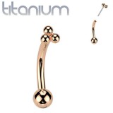 Piercing arcade en titane rose trois petites billes (133)