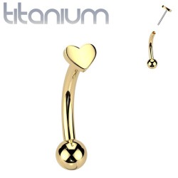 Piercing arcade en titane jaune cœur (134)