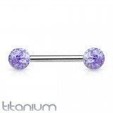 Piercing langue titane G23 boules paillettes bleues