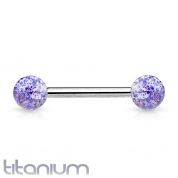 Piercing langue titane G23 boules paillettes bleues
