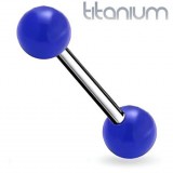 Piercing langue titane embouts acrylique boule bleue