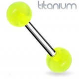 Piercing langue titane embouts acrylique boule vert-pomme