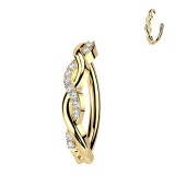 Piercing anneau pour nombril avec cœur jaune pendant strass transparents (03)
