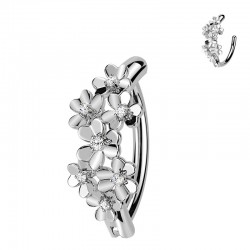 Piercing anneau pour nombril gris multiples fleurs (05)