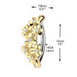 Piercing anneau pour nombril jaune multiples fleurs (05)