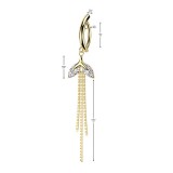 Piercing anneau pour nombril jaune deux cristaux chainettes (06)