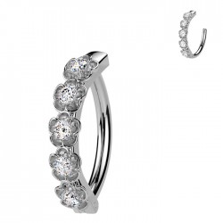 Piercing anneau pour nombril gris ligne de fleurs (08)