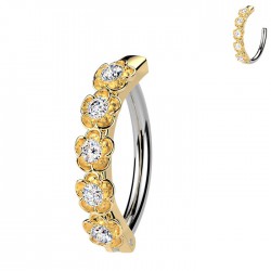 Piercing anneau pour nombril jaune ligne de fleurs (08)