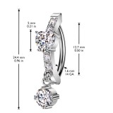 Piercing anneau pour nombril gris cœur cristal (09)