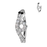 Piercing anneau pour nombril gris serpent strass transparent (10)